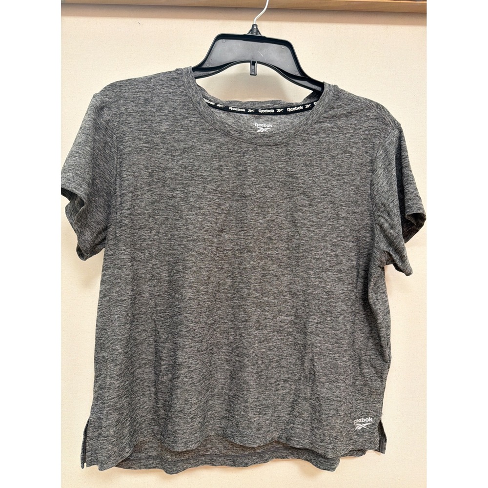 Reebok Womens Grey Heather Short Sleeve Activewear T-Shirt Size Medium